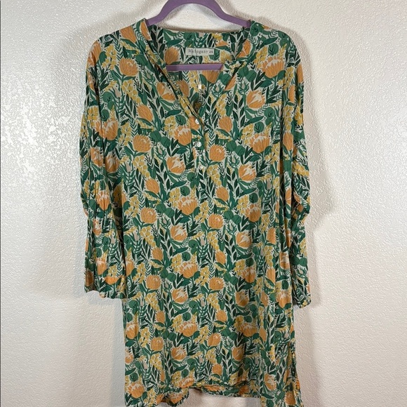 Mahogany Floral Lightweight Cotton Tunic Size 2X - Picture 1 of 6